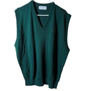 Izod Mens Sweater Vest SZ XL Green V Neck Preppy Academia Casual Work Golf